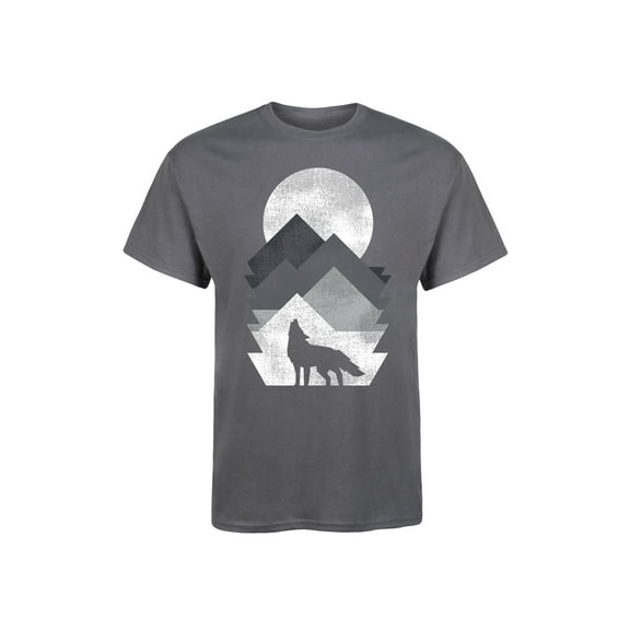 Instant Message - Geometric Mountain Wolf - Men's Short Sleeve Graphic T-Shirt