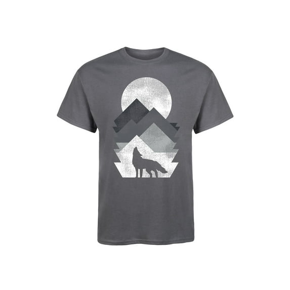 Instant Message - Geometric Mountain Wolf - Men's Short Sleeve Graphic T-Shirt