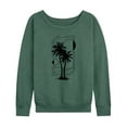 thumbnail image 1 of Instant Message - Geometric Palm Tree Scene - Women's Lightweight French Terry Long Sleeve Shirt, 1 of 6