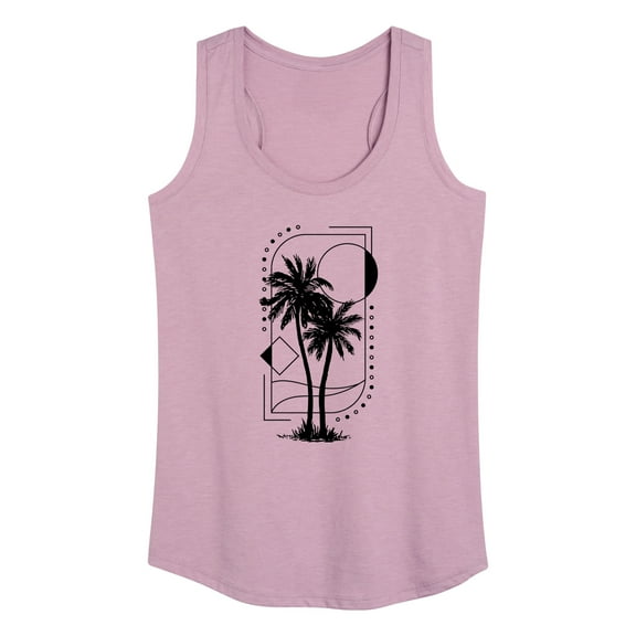 Instant Message - Geometric Palm Tree Scene - Women's Racerback Tank Top