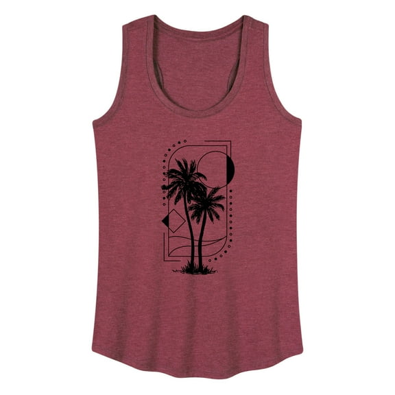 Instant Message - Geometric Palm Tree Scene - Women's Racerback Tank Top