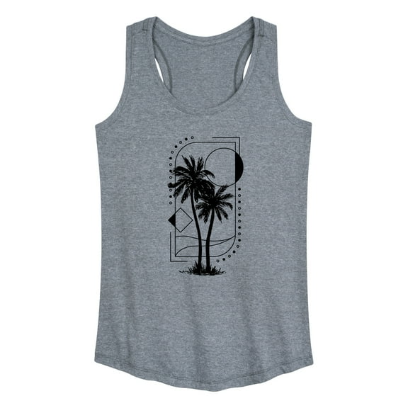 Instant Message - Geometric Palm Tree Scene - Women's Racerback Tank Top
