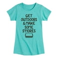 thumbnail image 1 of Instant Message - Get Outdoors & Make S'mores - Toddler & Youth Girls Short Sleeve Graphic T-Shirt, 1 of 6