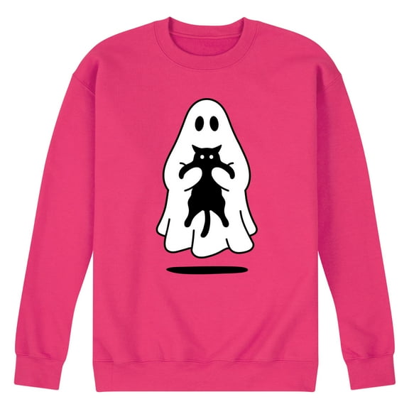 Instant Message - Ghost Holding Black Cat - Men's Crew Fleece Sweatshirts