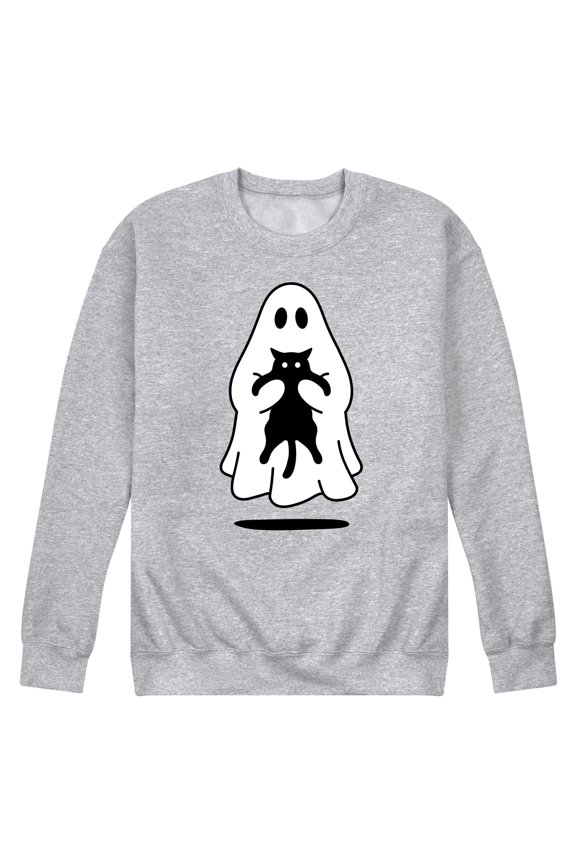 - Ghost Holding Black Cat - Men's Crew Fleece Sweatshirts