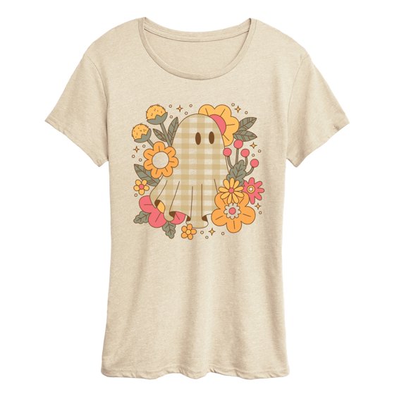 Instant Message - Ghost Pattern Florals Short Sleeve Graphic T-Shirt