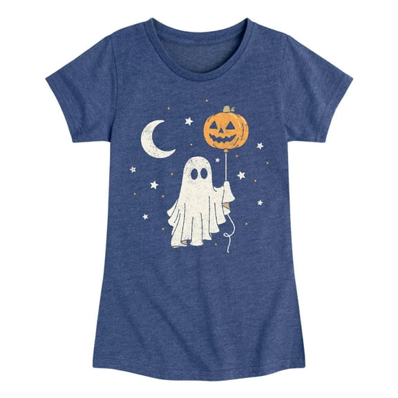 Instant Message - Ghost Pumpkin Balloon -Youth Girls Short Sleeve T-Shirt