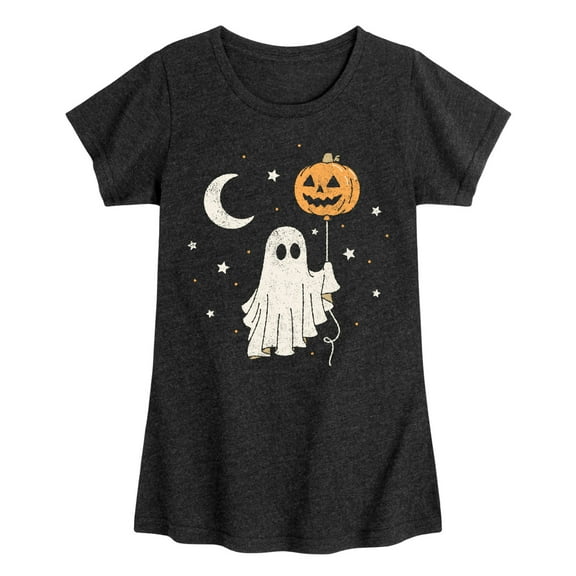 Instant Message - Ghost Pumpkin Balloon -Youth Girls Short Sleeve T-Shirt