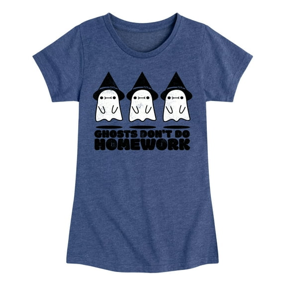 Instant Message - Ghosts Dont Do Homework - Toddler & Youth Girls Short Sleeve Graphic T-Shirt