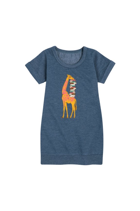 - Giraffe Carrying Books - Toddler And Youth Girls Fleece Dress