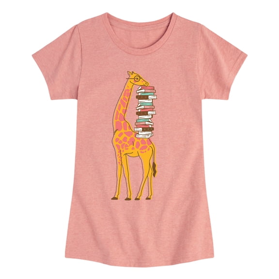 Instant Message - Giraffe Carrying Books - Toddler And Youth Girls Short Sleeve Graphic T-Shirt