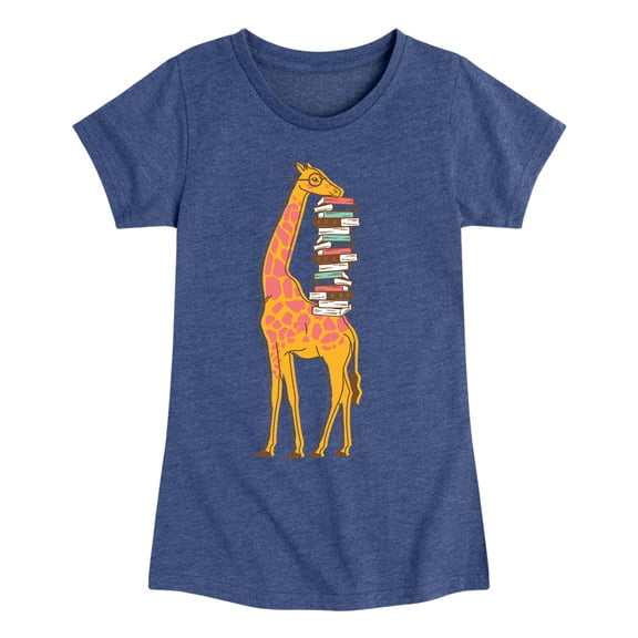 Instant Message - Giraffe Carrying Books - Toddler And Youth Girls Short Sleeve Graphic T-Shirt