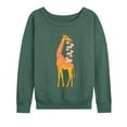 thumbnail image 1 of Instant Message - Giraffe Carrying Books - Women's Lightweight French Terry Long Sleeve Shirt, 1 of 5