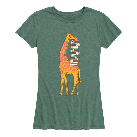 Instant Message - Giraffe Carrying Books Short Sleeve Graphic T-Shirt