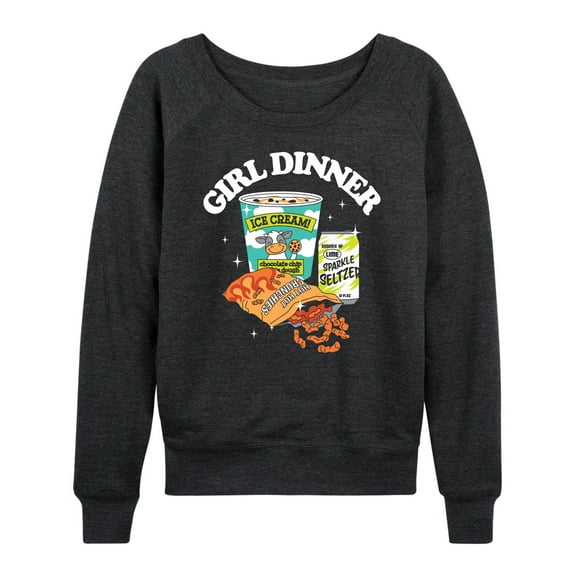 Instant Message - Girl Dinner Junk Food - Women's Lightweight French Terry Long Sleeve Shirt