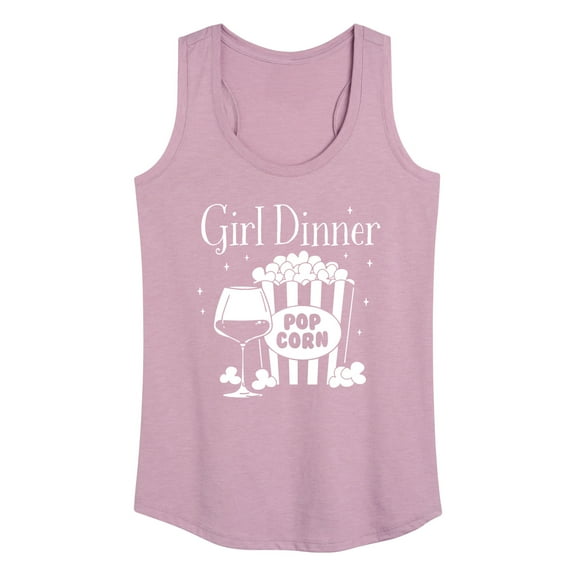 Instant Message - Girl Dinner Wine And Popcorn - Ladies Racerback Tank