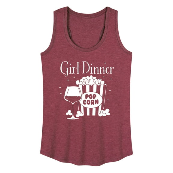 Instant Message - Girl Dinner Wine And Popcorn - Ladies Racerback Tank
