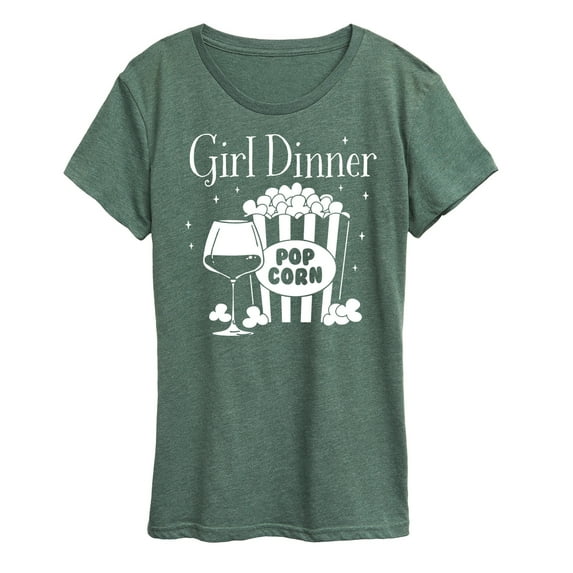 Instant Message - Girl Dinner Wine And Popcorn - Women's Short Sleeve Graphic T-Shirt
