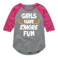 thumbnail image 1 of Instant Message - Girls Have Smore Fun - Toddler & Youth Girls Raglan Graphic T-Shirt, 1 of 5