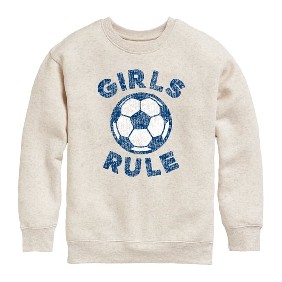 Instant Message - Girls Rule Soccer Graphic Long Sleeve Fleece Sweatshirt