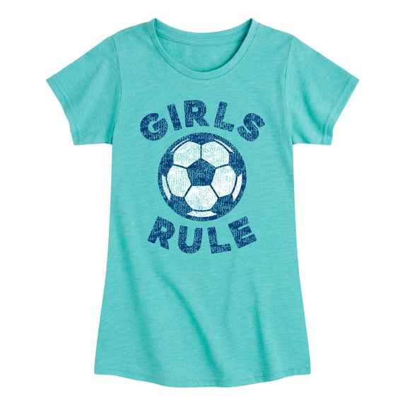 Instant Message - Girls Rule Soccer - Youth Girls Fitted Short Sleeve T-Shirt