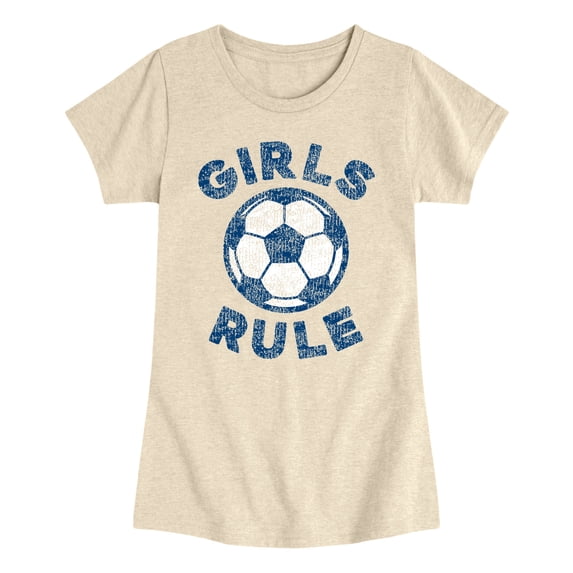 Instant Message - Girls Rule Soccer - Youth Girls Fitted Short Sleeve T-Shirt