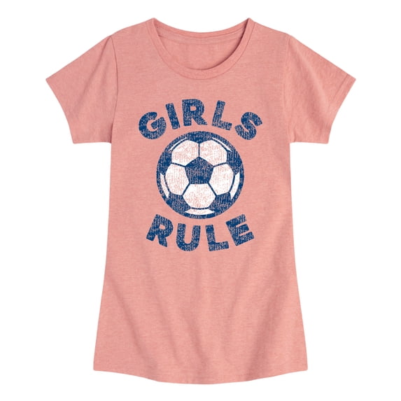 Instant Message - Girls Rule Soccer - Youth Girls Fitted Short Sleeve T-Shirt
