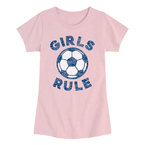 Instant Message - Girls Rule Soccer - Youth Girls Fitted Short Sleeve T-Shirt