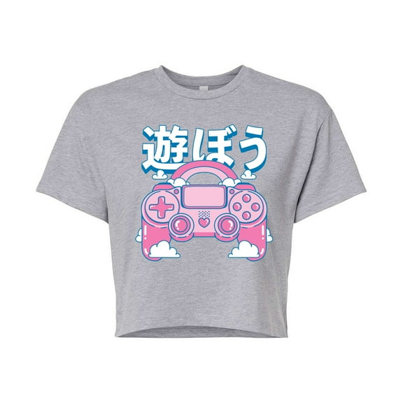 Instant Message - Girly Game Controller - Junior's Cropped Graphic T-Shirt