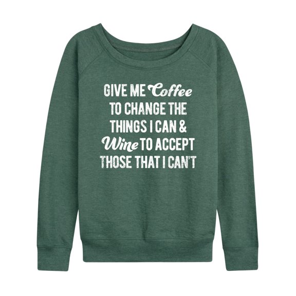 Instant Message - Give Me Coffee Wine - Women's Lightweight French Terry Long Sleeve Shirt