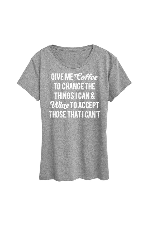 - Give Me Coffee Wine - Women's Short Sleeve Graphic T-Shirt
