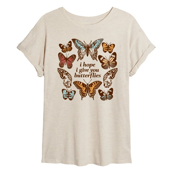 Instant Message - Give You Butterflies - Women's Oversized Graphic T-Shirt