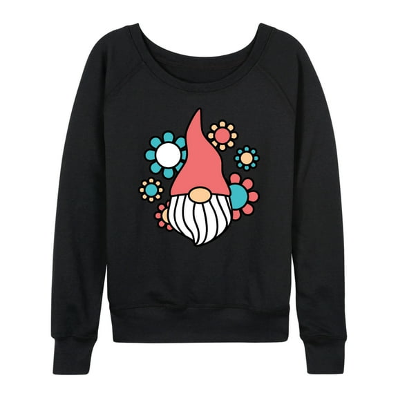 Instant Message - Gnome And Flowers - Women's Lightweight French Terry Long Sleeve Shirt