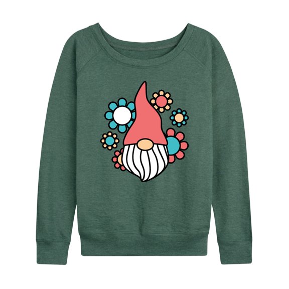 Instant Message - Gnome And Flowers - Women's Lightweight French Terry Long Sleeve Shirt