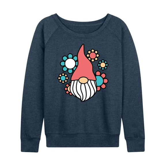 Instant Message - Gnome And Flowers - Women's Lightweight French Terry Long Sleeve Shirt