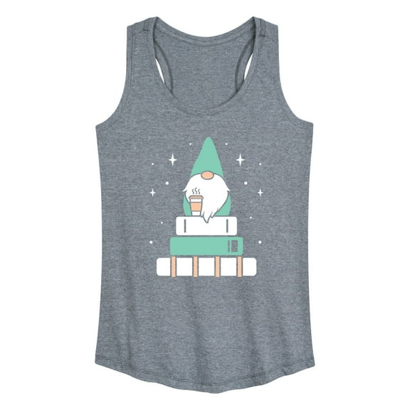 Instant Message - Gnome With Coffee And Books - Women's Racerback Tank Top