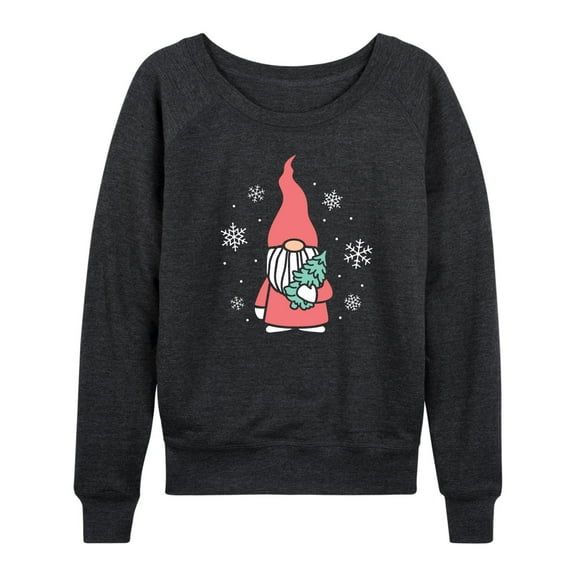 Instant Message - Gnome With Tree - Ladies French Terry Long Sleeve Shirt
