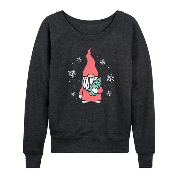 Instant Message - Gnome With Tree - Ladies French Terry Long Sleeve Shirt