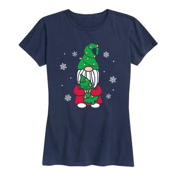 Instant Message - Gnome with Tree and Lights - Women's Short Sleeve Graphic T-shirt