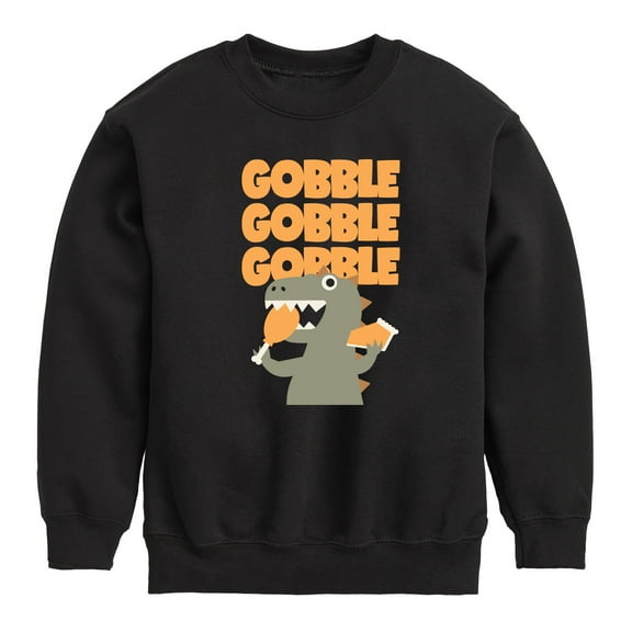 Instant Message - Gobble Dinosaur - Toddler & Youth Crewneck Fleece Sweatshirt