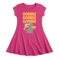 thumbnail image 1 of Instant Message - Gobble Dinosaur - Toddler & Youth Girls Fit & Flare Dress, 1 of 1