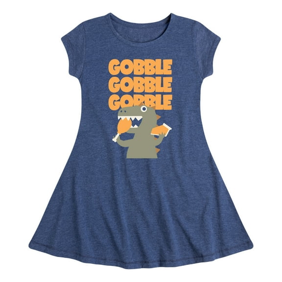 Instant Message - Gobble Dinosaur - Toddler & Youth Girls Fit & Flare Dress