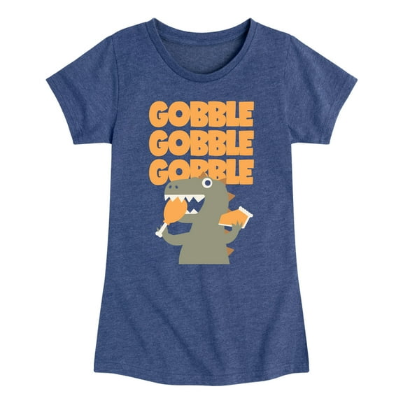 Instant Message - Gobble Dinosaur - Toddler & Youth Girls Short Sleeve Graphic T-Shirt