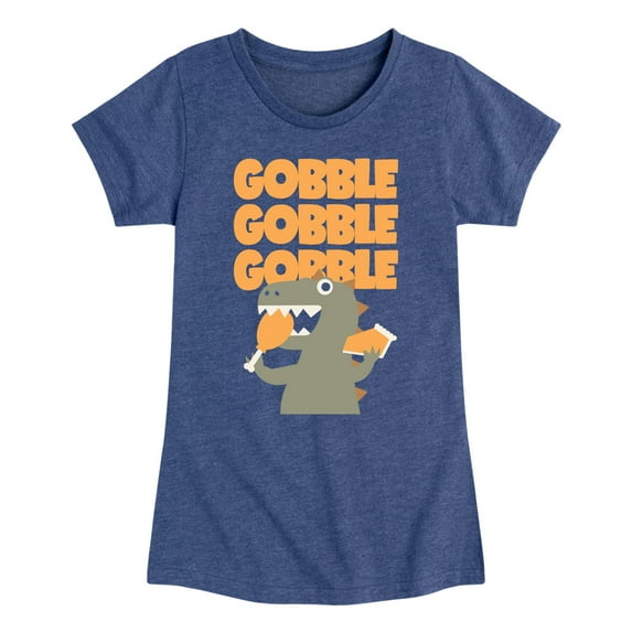 Instant Message - Gobble Dinosaur - Toddler & Youth Girls Short Sleeve Graphic T-Shirt