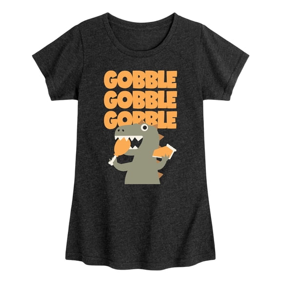 Instant Message - Gobble Dinosaur - Toddler & Youth Girls Short Sleeve Graphic T-Shirt