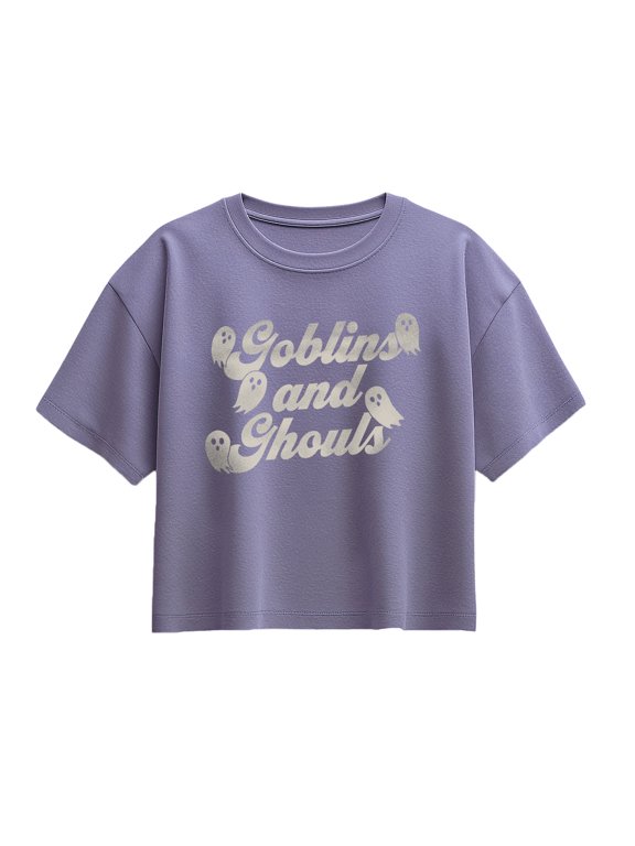 - Goblins and Ghouls Girls' Short Sleeve Boxy Graphic T-Shirt