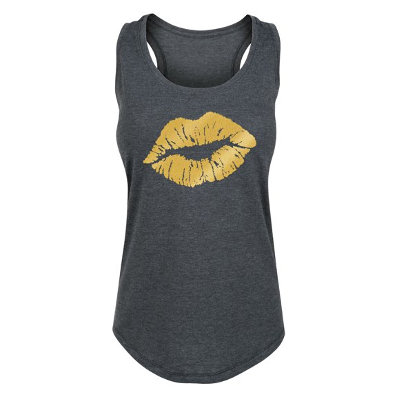 Instant Message - Gold Lips Metallic - Women's Racerback Tank