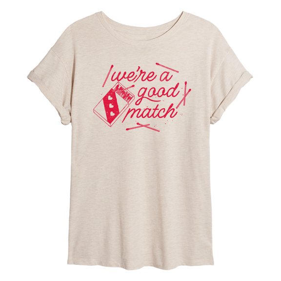 Instant Message - Good Match - Juniors Oversized Graphic T-Shirt