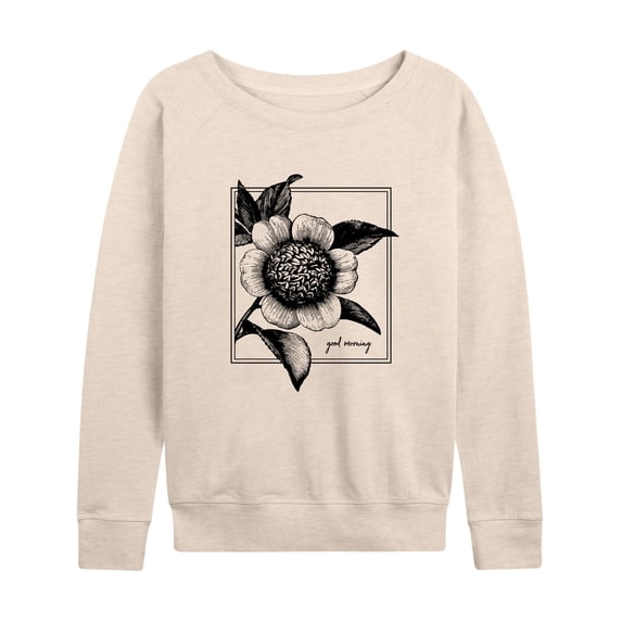Instant Message - Good Morning With Flower - Women's Lightweight French Terry Long Sleeve Shirt