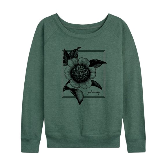 Instant Message - Good Morning With Flower - Women's Lightweight French Terry Long Sleeve Shirt